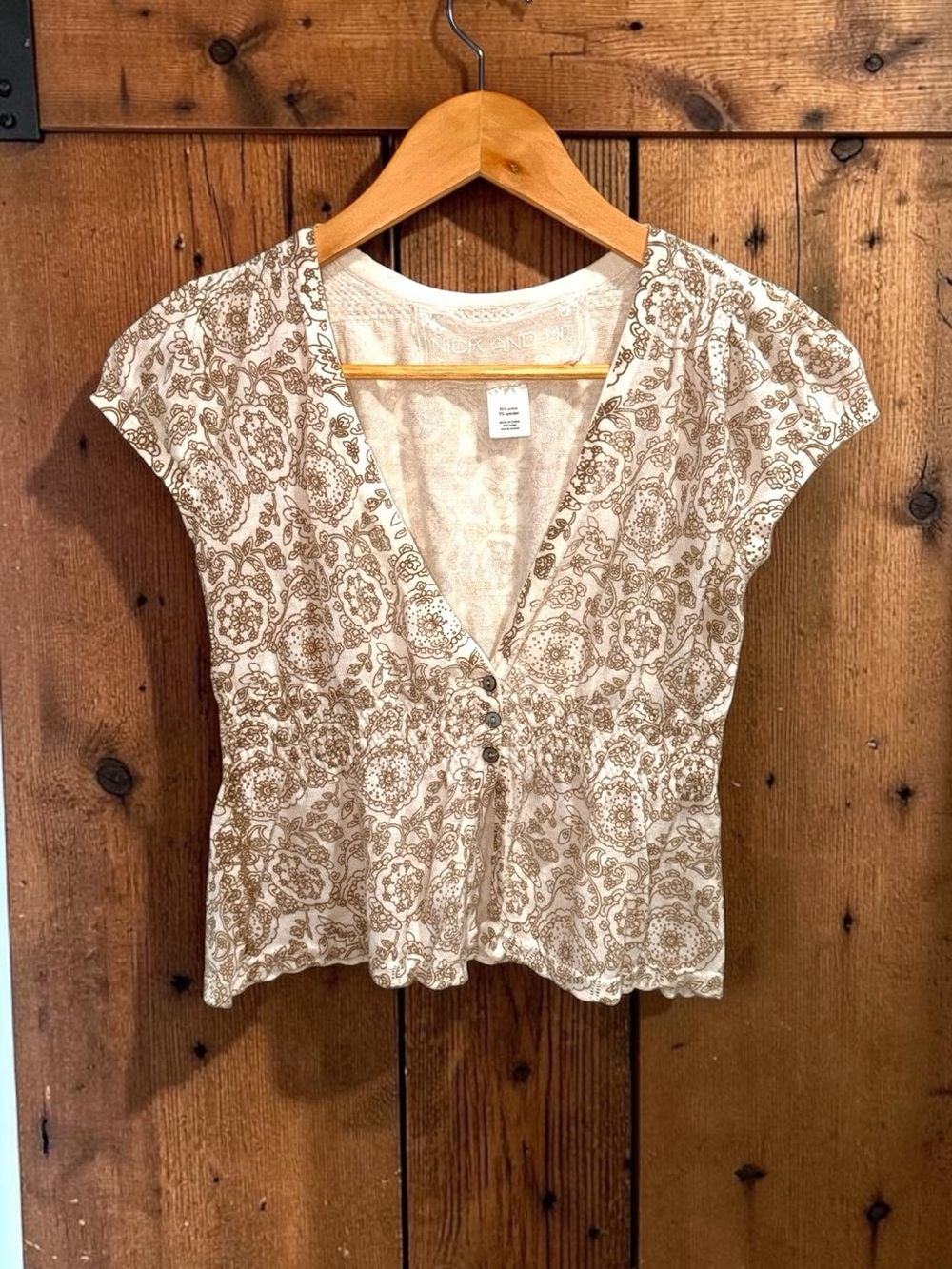 Nick And Mo Cottagecore Short Sleeve V-Neck Blouse Size Small